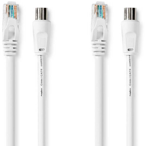 Coax cat6 combi cable iec coax male rj45 male iec coax female rj45 male nickel plated rg58 75 ohm double shielded 150 m round pvc white label (1/3)