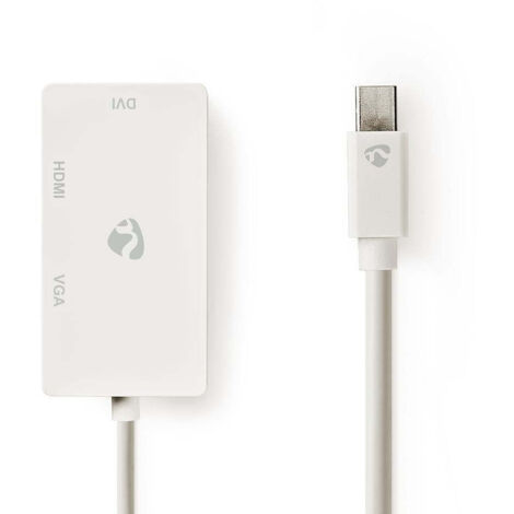 Cable mini displayport displayport 12 mini displayport male dvi d 241 pin female hdmi input vga female 15p 216 gbps nickele 020 m rond pvc blanc sachet en plastique (1/4)