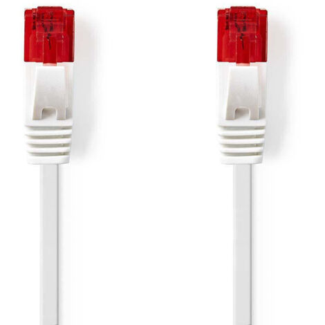 Cat6 cable reseau rj45 male rj45 male uutp 300 m snagless flat pvc blanc sachet en plastique (1/3)