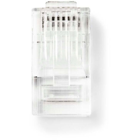 Rj45 plug male solid utp cat5 straight gold plated 10 pcs pvc transparent boite (1/3)