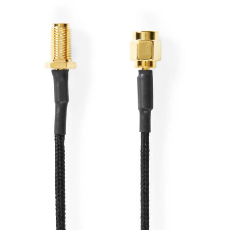 Cable dantenne sma femelle sma male plaque or 50 ohm protection monocoque 050 m rond tresse noir boite 883021 (1/3)