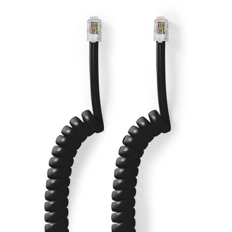 Cable de telecommunication rj10 male rj10 male 200 m modele de cable spirale type de cable rj10 noir 8 (1/3)