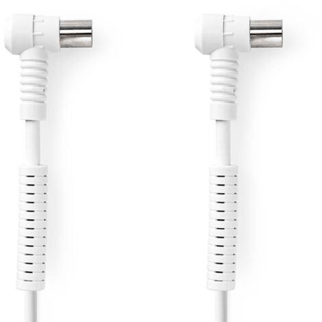 Cable coaxial iec coax male iec coax femelle nickele 120 db 75 ohm quatre blindages 300 m rond pvc blanc etiquette (1/3)