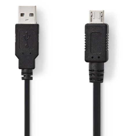 Cable usb usb 20 usb a male usb micro a 480 mbps nickele 200 m rond pvc noir sachet plastique (1/3)