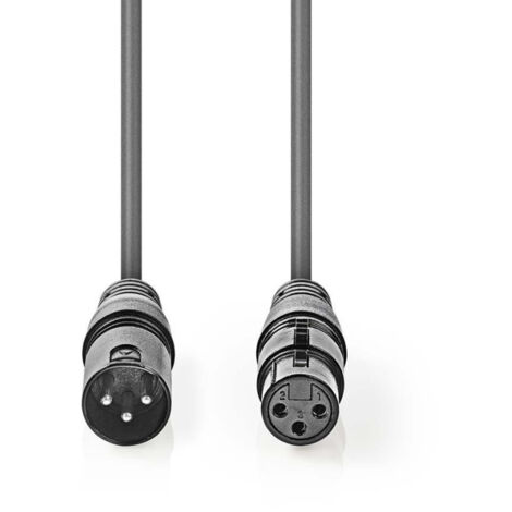 Cable adaptateur dmx xlr 3 broches male xlr 3 broches femelle nickele 200 m rond pvc gris fonce boite cadeau 40 (1/5)