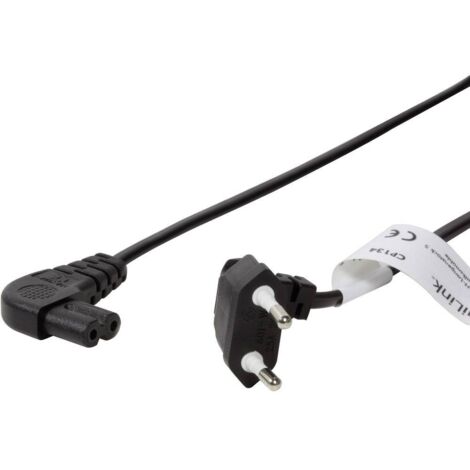Câble de raccordement LogiLink alimentation [1x fiche Euro mâle - 1x prise mâle C8] 0.75 m noir S733201 (1/3)