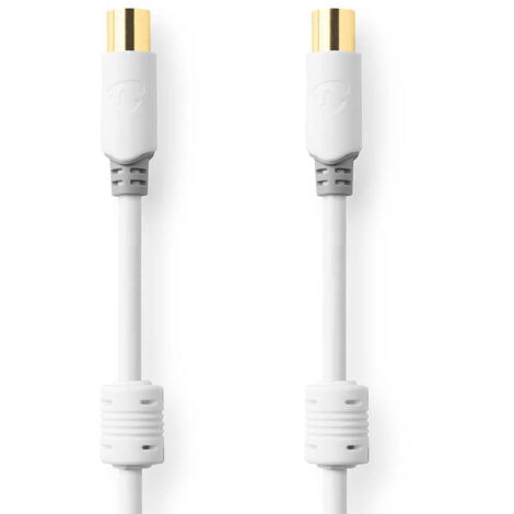 Cable coaxial iec coax male iec coax femelle plaque or 100 db 75 ohm double blindage 300 m rond pvc blanc boite (1/3)