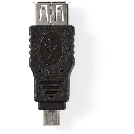 Adaptateur usb micro b usb 20 usb micro b male usb a femelle 480 mbps nickele pvc noir blister (1/4)