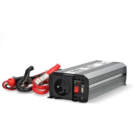 Convertisseur de tension modifiée onde sinusoïdale Tension d'entrée: 12 V DC Connexion (s) de sortie d'alimentation de l'appareil: Type E (CEE 7/5) / USB-A 230 V AC 50 Hz 600 W Puissance de sortie max (1/2)