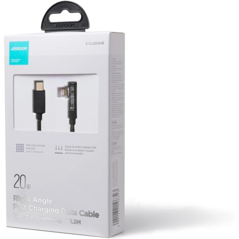 Câble coudé Lightning vers USB-C pour iPhone, charge rapide, 20 W, 1,2 m, noir
