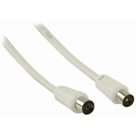 Cable coaxial iec coax male iec coax femelle nickele 90 db 75 ohm double blindage 200 m rond pvc blanc sachet en plastique (1/5)