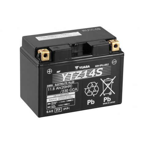 Yuasa – Batterie de moto 12V 11.2Ah – Technologie VRLA sans entretien – Performances de démarrage élevées – Compatible Yamaha FZ1, Fazer