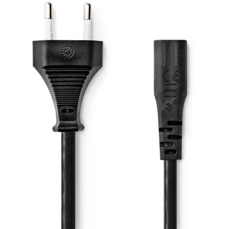 Cable dalimentation euro man iec 320 c1 droit droit nickele 200 m plat pvc noir emballe (1/3)