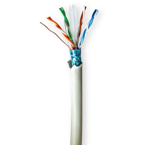 Cable reseau rouleau cat6 torsade futp barre cuivre 1000 m interieur rond lszh gris boite cadeau (1/2)
