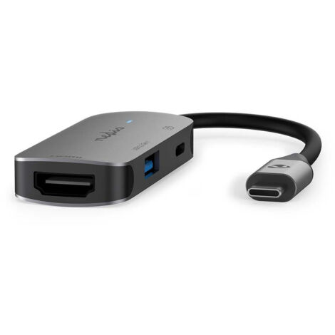 Adaptateur multiport usb usb 32 gen 1 usb c male hdmi output usb a femelle usb c femelle 5 gbps 010 m rond nickele pvc gris boite 7065 (1/5)
