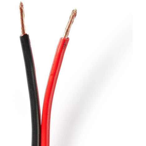 Cable haut parleur 2x 250 mm cuivre 1000 m rond pvc noir rouge bobine (1/2)