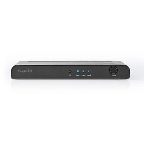 Commutateur hdmi ports 3 ports 3x hdmi input 1x hdmi output 4k60hz 18 gbps telecommande metal anthracite (1/5)