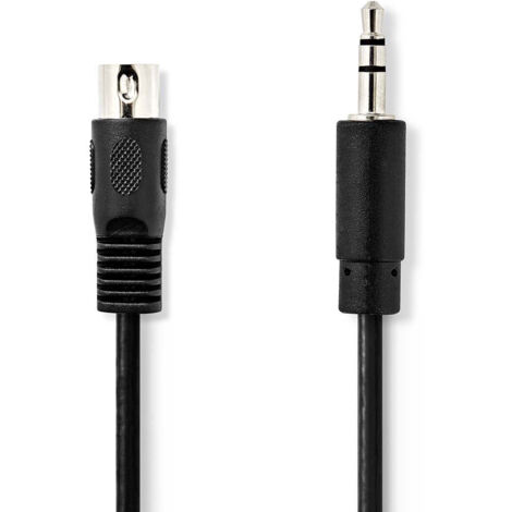 Cable audio din din 5 pin male 35 mm male plaque nickel 100 m rond pvc noir label 86 (1/3)