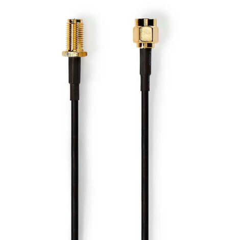 Cable dantenne rp sma male rp sma femelle plaque or 50 ohm protection simple coque 300 m rond pvc noir etiquette (1/3)