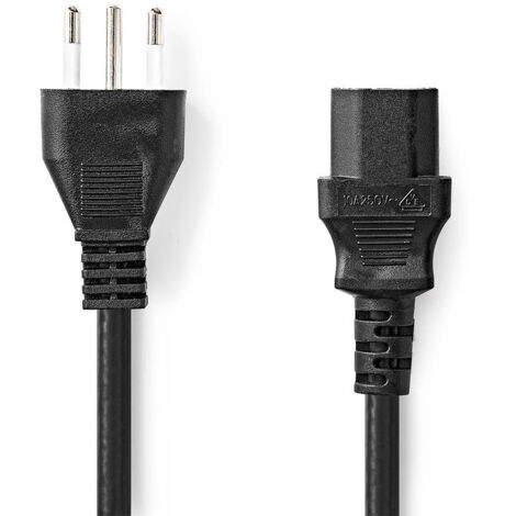 Cable dalimentation italie male iec 320 c13 droit droit plaque nickel 200 m rond pvc noir label 8396 (1/2)