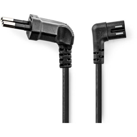 Cable dalimentation euro man iec 320 c7 coude coude gauche nickele 300 m rond pvc noir boite 8396038 (1/3)
