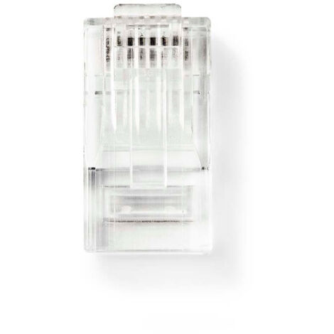 Rj45 plug male stranded utp cat5 straight gold plated 10 pcs pvc transparent boite (1/3)