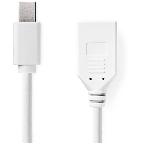 Cable mini displayport displayport 12 mini displayport hane displayport hona 216 gbps nickelplaterad 020 m rond pvc vit lada (1/3)