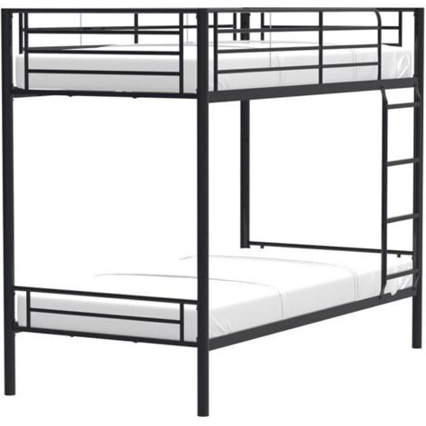 Les Tendances – Lit superposé séparable en métal noir 2 x 90 x 190 cm – Sommiers à lattes inclus – Échelle réversible pour gain de place (1/5)