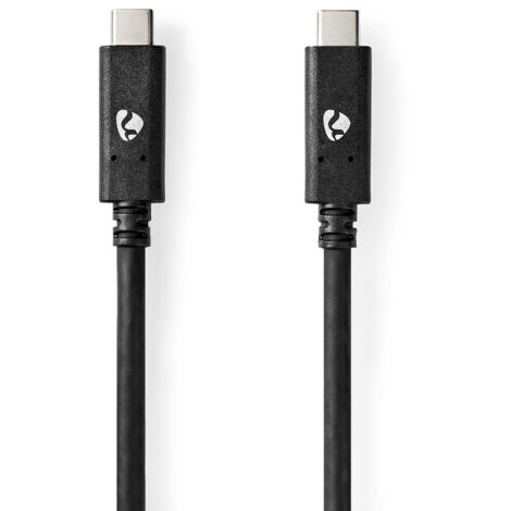 Cable usb usb 32 gen 2 usb c male usb c male 100 w 4k60hz 10 gbps nickele 100 m rond pvc noir boite (1/3)