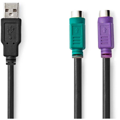 Cable 2 en 1 usb 20 usb a male 2x ps2 femelle 480 mbps 030 m nickele rond pvc noir boite 83 (1/3)