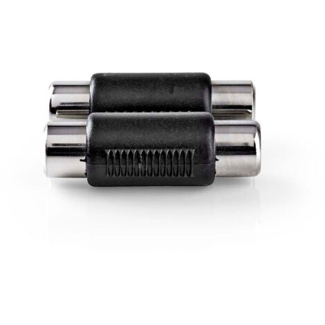 Adaptateur audio stereo 2x rca hona 2x rca hona nickelplaterad rak abs svart 1 st verrouillage (1/4)