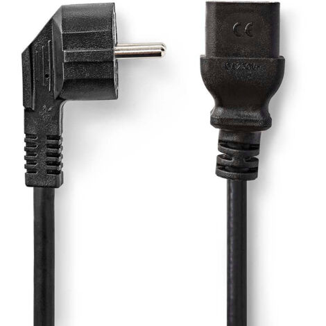 Cable dalimentation connecteur dalimentation male iec 320 c19 coude droit nickele 200 m rond pvc noir boites (1/3)