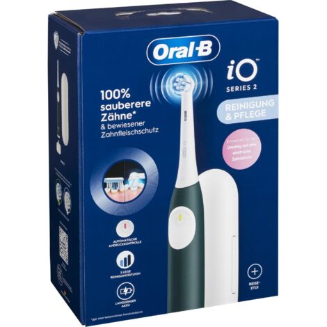 Oral-B iO Series 2 - de brosse à dents électrique, 1 brosse, 3 modes de brossage pour elsoins dentaires, technologie magnétique, étui de travel, design by brown, forest green