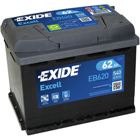 BATTERIE AUTO EXIDE EXCELL L2 EB620 - 12V 62AH 540A (1/3)
