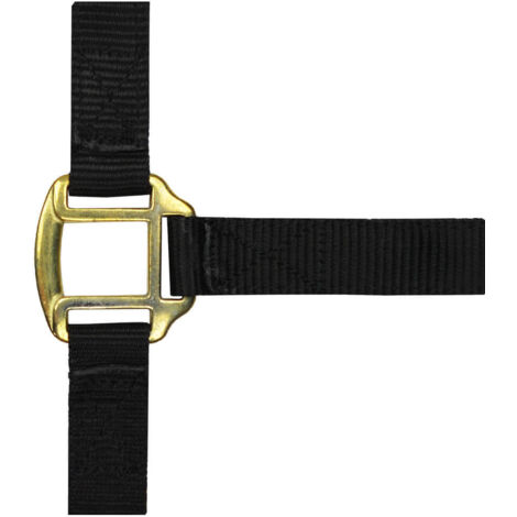 Licol nylon noir doublé cuir pour cheval de trait