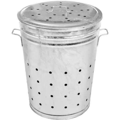 Composteur 100l en acier galvanisé – Conception robuste avec fond et couvercle – Trous d'aération pour compostage efficace – Guillouard (1/3)