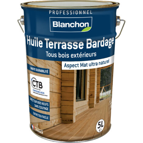 Blanchon – Huile pour bois extérieur ultra mat 5L – Chêne moyen – Résistance UV et intempéries – Protection durable pour terrasses et bardages (1/5)