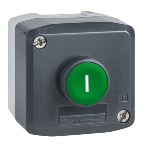 boite à bouton - harmony xal - 1 bp - affleurant - vert - 1f+1o - schneider electric xald102e