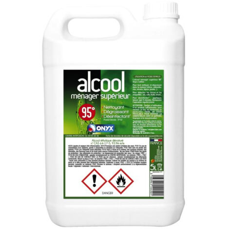 Alcool ménager supérieur 5 litres – Action rapide pour surfaces – Élimine saleté et bactéries – Format économique – Ardea