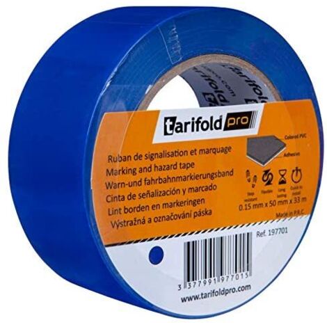 Ruban adhésif pour sol bleu, 33 mètres x 5 cm tarifold 197701. (1/3)