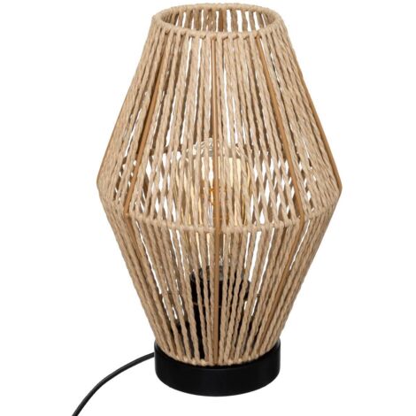 Atmosphera – Lampe à poser en métal 32cm – Douille E27 – Puissance max 40W – Câble 150cm – Couleur beige naturel – Ambiance cosy moderne