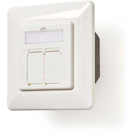 Boite murale de reseau interieure 2 ports cat6a droit femelle plaque or pvc blanc sachet en plastique (1/5)