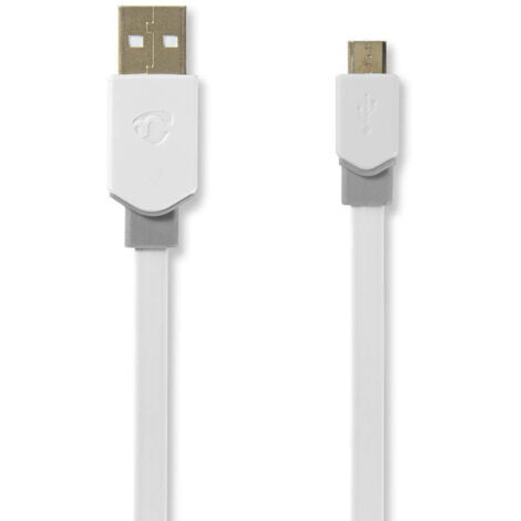 Cable usb usb 20 usb a male usb micro b male 480 mbps plaque or 100 m plat pvc blanc sachet en plastique 3876 (1/3)