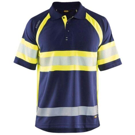 Polo alta visibilità Blaklader anti-UV e anti-odore Blu navy / giallo 4XL (1/5)