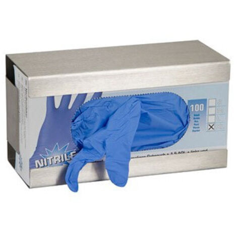 Support mural pour boîte de gants en acier inoxydable – Installation à visser – Pour environnements humides – Maintien optimal des gants – Kerbl (1/4)
