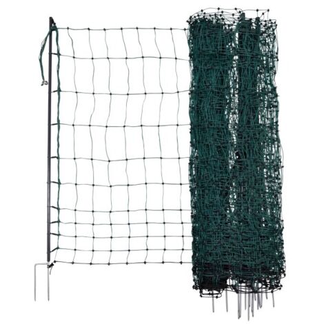 Filet électrifiable pour poules 50m – Hauteur 122cm – Piquets Premium double pointe – Protection renforcée contre prédateurs – Kerbl (1/5)