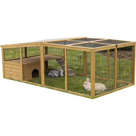 Enclos extérieur pour petits animaux – En épicéa chinois – Dimensions 220x115x75 cm – Système anti-fouille intégré – 2 portes latérales – Kerbl (1/7)