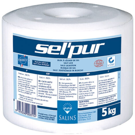 Sel Pur Bloc à Lécher 5 Kg Pour Animaux - Salins Du Midi