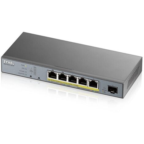 Commutateur réseau Zyxel GS1350-6HP-EU0101F, administrable, Ethernet Gigabit L2 (10/100/1000), alimentation par Ethernet (PoE), gris (1/5)