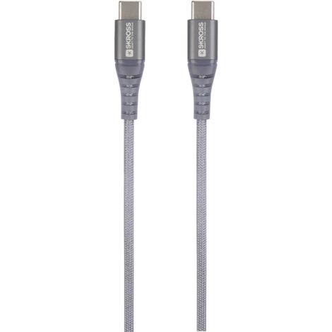 Skross Câble USB USB 2.0 USB-C® mâle, USB-C® mâle 1.20 m gris sidéral rond, flexible, gaine textile SKCA0017C-C120CN S292362 (1/5)
